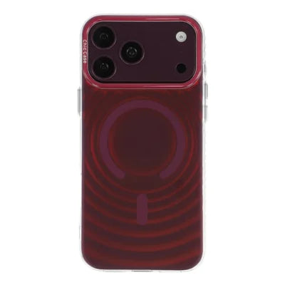 For iPhone 18 Pro Max / 17 Pro Max Magnetic Case Color-Shifting Wave Texture PC + TPU Phone Cover - Cherry Red