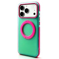 For iPhone 18 Pro Max / 17 Pro Max Case Magnetic Kickstand PC TPU Contrast Color Phone Cover Support Wireless Charging - Green / Rose