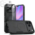 For iPhone 18 Pro Max Magnetic Case TPU + PC Protective Phone Cover with High Aluminium-silicon Glass Screen Protector + Tempered Glass Lens Protector - Black