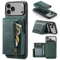 FIERRE SHANN FS031 for iPhone 18 Pro Max / 17 Pro Max Magnetic Case with Detachable Card Holder RFID Blocking TPU + PU Leather Phone Cover - Green