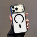 For iPhone 18 Pro Max / 17 Pro Max Magnetic Case TPU + PC Frosted Shockproof Phone Cover with AI Button - Transparent Black