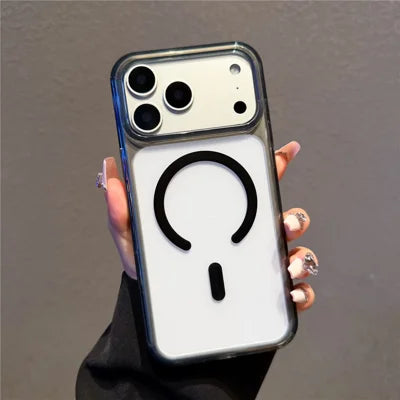 For iPhone 18 Pro Max / 17 Pro Max Magnetic Case TPU + PC Frosted Shockproof Phone Cover with AI Button - Transparent Black