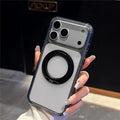 For iPhone 18 Pro Max / 17 Pro Max Magnetic Case TPU + PC Rotating Kickstand AI Button Matte Phone Cover - Transparent Black