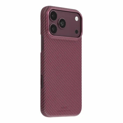 X-LEVEL for iPhone 18 Pro Max / 17 Pro Max Case Carbon Fiber Texture Hard PC Phone Cover Anti Shock - Cherry Red