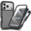 For iPhone 18 Pro Max / 17 Pro Max Case Translucent Matte PC + TPU Phone Back Cover with PET Screen Film - Black