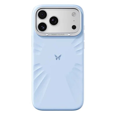 ROCK for iPhone 18 Pro Max / 17 Pro Max Magnetic Case Butterfly Pattern Liquid Silicone + PC Phone Cover with AI Button - Blue
