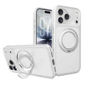 For iPhone 18 Pro Max / 17 Pro Max Case Magnetic Rotating Kickstand TPU + PC Matte Phone Cover - White