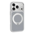 For iPhone 18 Pro Max  /  17 Pro Max Magnetic Case Rotating Kickstand PU Leather + TPU + PC Phone Back Cover - Light Grey
