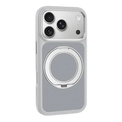 For iPhone 18 Pro Max  /  17 Pro Max Magnetic Case Rotating Kickstand PU Leather + TPU + PC Phone Back Cover - Light Grey