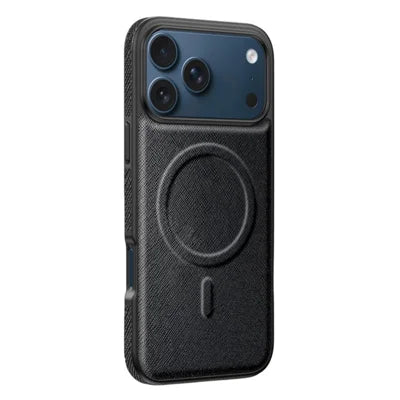 For iPhone 18 Pro Max / 17 Pro Max Magnetic Case PU Leather Coated PC + TPU Anti-Scratch Phone Cover - Cross Texture