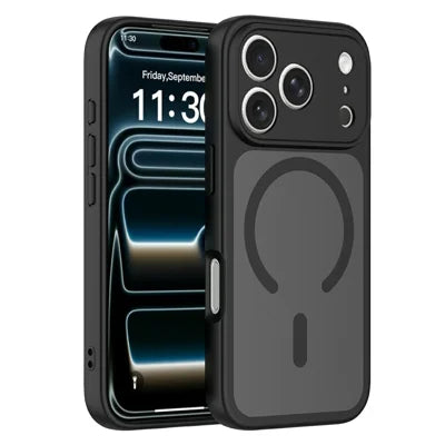 For iPhone 18 Pro Max / 17 Pro Max Magnetic Case Skin Touch PC + TPU Precise Camera Cutouts Shockproof Phone Cover - Black