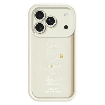 For iPhone 18 Pro Max TPU Case Little Cat Playing Pattern Printing Rubberized Anti-Slip Phone Cover - White