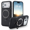 FORWENW F12 Series For iPhone 18 Pro Max / 17 Pro Max Case Magnetic Kickstand PU Leather Coated TPU Shockproof Phone Cover - Black