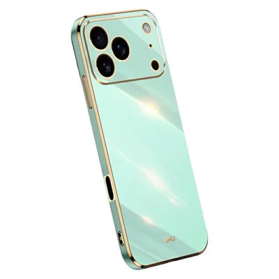 XINLI For iPhone 18 Pro Max  /  17 Pro Max Case TPU Phone Cover with Electroplating Frame - Cyan