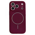 For iPhone 18 Pro Max  /  17 Pro Max Magnetic Case Liquid Silicone Shockproof Phone Cover Precise Cutouts - Wine Red
