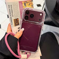 For iPhone 18 Pro Max  /  17 Pro Max Case PC + TPU Shockproof Phone Cover with Woven Wrist Strap - Wine Red