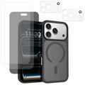 For iPhone 18 Pro Max Magnetic Case TPU + PC Anti-Fingerprint Phone Cover with 2Pcs HD Screen Protector + 2Pcs Lens Protector + 1Pc Privacy Screen Protector - Black