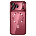 For iPhone 18 Pro Max Case Electroplating Frame Translucent TPU Phone Cover Compatible with MagSafe - Cherrey Red