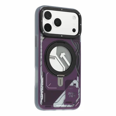 YOUNGKIT for iPhone 18 Pro Max / 17 Pro Max Magnetic Case Rotating Kickstand IMD TPU Phone Cover - Cherry Red
