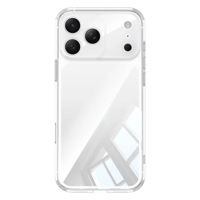 For iPhone 18 Pro Max Case Air Cushion TPU + Glass Back Shockproof Phone Cover - Transparent