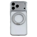 For iPhone 18 Pro Max  /  17 Pro Max Case Rotating Magnetic Kickstand High-Transparency PC Phone Cover - White