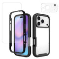 For iPhone 18 Pro Max Case PC + TPU Shockproof Phone Cover with Lens Protector + Screen Protector - Black
