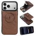 For iPhone 18 Pro Max / 17 Pro Max Magnetic Case Detachable 2 in 1 Card Holder PU Leather + TPU Phone Cover - Brown