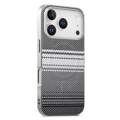 For iPhone 18 Pro Max  /  17 Pro Max Magnetic Case Starry Grey Frame Woven Texture PU Leather TPU PC Shockproof Phone Cover - Black
