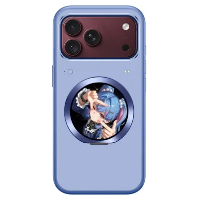 For iPhone 18 Pro Max Magnetic Case Hidden Kickstand TPU + PC Phone Cover with Smart Screen Voice Recording - Sky Blue