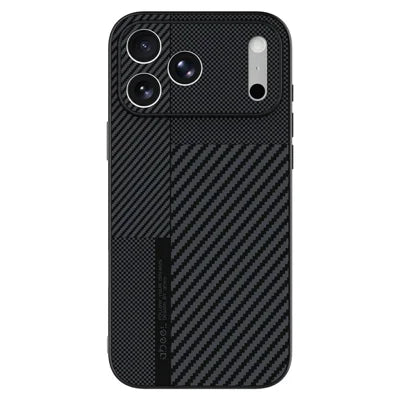 ABEEL For iPhone 18 Pro Max  /  17 Pro Max Light Armor Magnetic Case Lyocell Fiber Leather + PC + TPU Anti Drop Phone Back Cover - Rectangular Grid Fiber