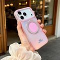 CICI-CITY For iPhone 18 Pro Max / 17 Pro Max Case IMD Aurora Texture Matte Rotatable Kickstand PC + TPU Phone Cover - Pink