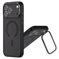 For iPhone 18 Pro Max  /  17 Pro Max Magnetic Case Lens Kickstand Semi-Transparent Matte TPU Phone Cover - Black