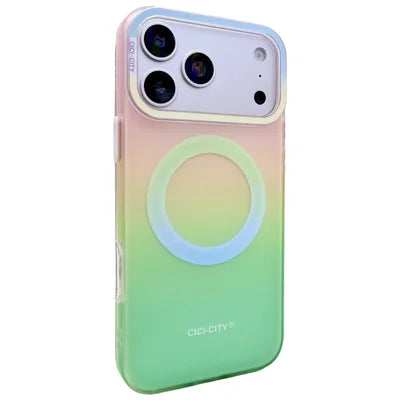 CICI-CITY For iPhone 18 Pro Max / 17 Pro Max Magnetic Case Gradient Color IMD PC + TPU Phone Cover - Green / Pink