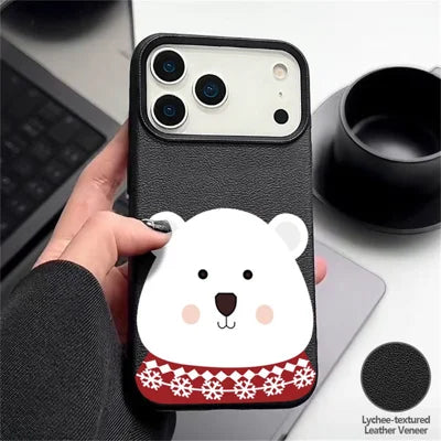 For iPhone 18 Pro Max / 17 Pro Max Case Christmas Pattern Leather + TPU Phone Case Large Camera Cutout - Black