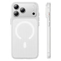 HOCO for iPhone 18 Pro Max / 17 Pro Max Magnetic Case Frosted PC Vertical Corrugated Pattern Anti-Slip Phone Cover - Transparent White