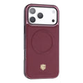 KIGC For Apple iPhone 18 Pro Max Case Compatible with MagSafe PC + TPU + PU Electroplating Phone Cover - Wine Red