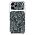 For iPhone 18 Pro Max  /  17 Pro Max Case Retro Texture PU Leather + PC + Glossy Silver TPU Edge Anti Drop Phone Cover - Grey