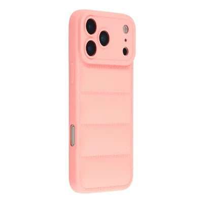 For iPhone 18 Pro Max / 17 Pro Max TPU Case Down Jacket Design Shock-Absorbent Phone Cover - Pink