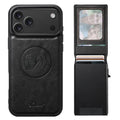 SUTENI H19 for iPhone 18 Pro Max / 17 Pro Max Magnetic Case Waxy Texture Card Slots Leather Back Phone Cover - Black