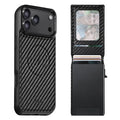 SUTENI H19 for iPhone 18 Pro Max / 17 Pro Max Magnetic Case Carbon Fiber Texture Leather Back Cover with Card Bag - Black
