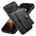 SUTENI M1 for iPhone 18 Pro Max / 17 Pro Max Magnetic Case Detachable Card Bag Waxy Texture Leather + TPU Phone Cover - Black