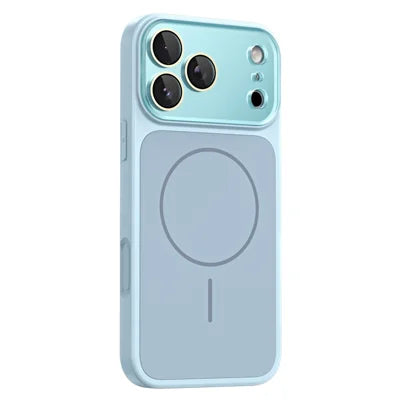 For iPhone 18 Pro Max / 17 Pro Max Magnetic Case TPU + Liquid Silicone Full Lens Coverage Protection Phone Cover - Sky Blue