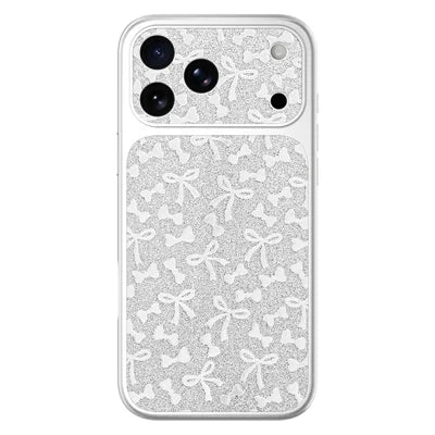 For iPhone 18 Pro Max  /  17 Pro Max Case Litchi Texture PU Leather + PC + TPU Glossy Silver Edge Anti Drop Phone Back Cover - Silver