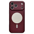 For iPhone 18 Pro Max / 17 Pro Max Magnetic Case with Mirror Anti-Fingerprint PU Leather Coated PC + TPU Phone Cover - Burgundy Red