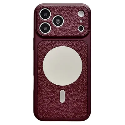 For iPhone 18 Pro Max / 17 Pro Max Magnetic Case with Mirror Anti-Fingerprint PU Leather Coated PC + TPU Phone Cover - Burgundy Red