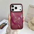 For iPhone 18 Pro Max / 17 Pro Max Case with Rotating Kickstand Aurora CD Pattern Design PC + TPU Phone Cover - Burgundy