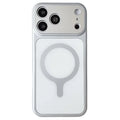 For iPhone 18 Pro Max  /  17 Pro Max Racket Type Magnetic Case PC Matte Anti Fingerprint Metal Camera Frame Phone Cover - Silver