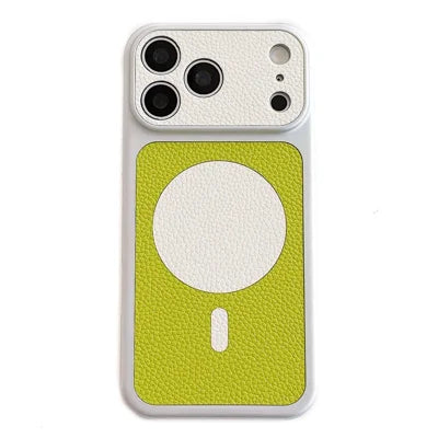 For iPhone 18 Pro Max / 17 Pro Max Magnetic Case Dual Color PU Leather Coated PC TPU Phone Cover - Silver