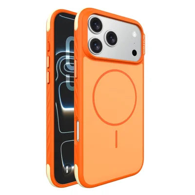 For iPhone 18 Pro Max / 17 Pro Max Magnetic Case Compatible with MagSafe Dual Color Matte TPU + PC Phone Cover - Orange