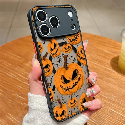 For iPhone 18 Pro Max / 17 Pro Max Magnetic Case Halloween Pumpkin Pattern PC + TPU Skin-Friendly Finish Cover - Black C115